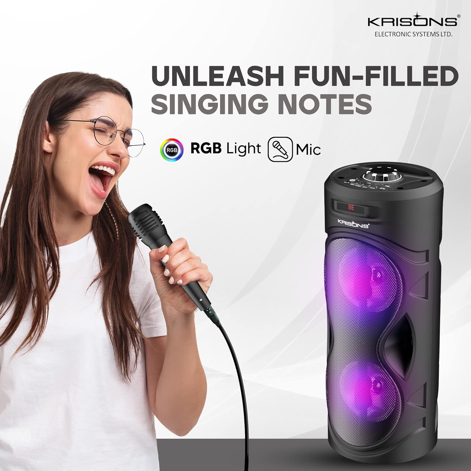 Krisons Cylender 4 Double Woofer 40W Multi-Media Bluetooth Party Speaker